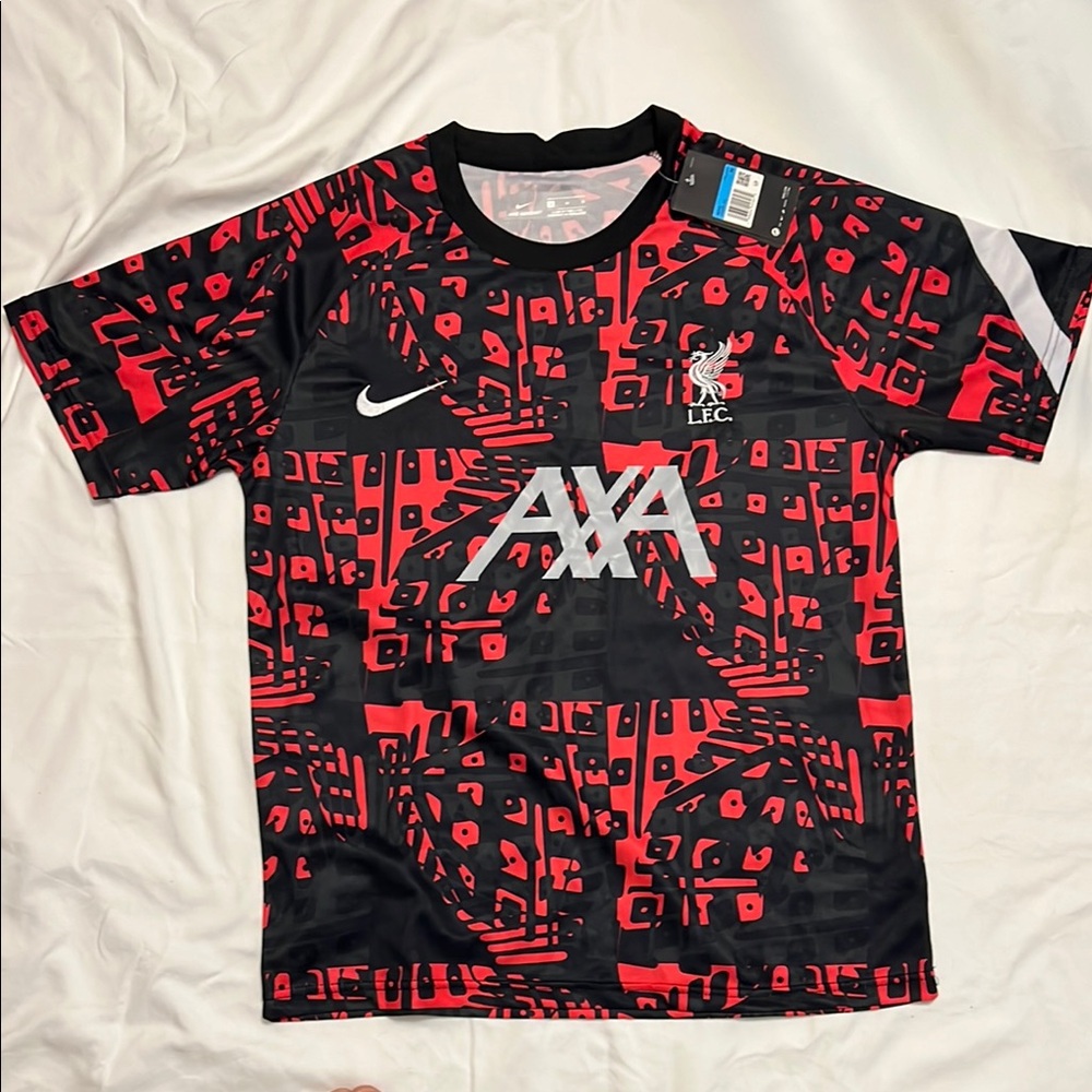 Nike Red and Black Jersey Performance Top for Liverpool team